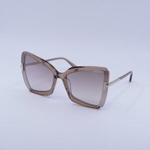 Tom Ford Gia FT0766 57G Sunglasses Gold Butterfly Frame, Brown Lenses